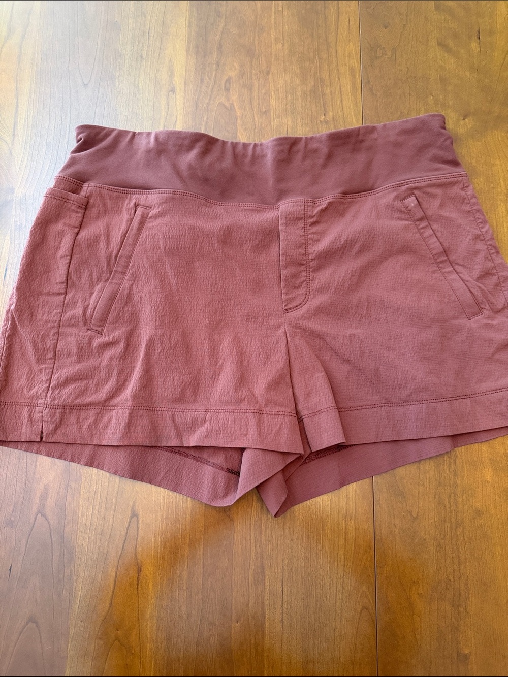 Athleta Maroon High-Waist Athletic Shorts